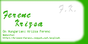 ferenc krizsa business card